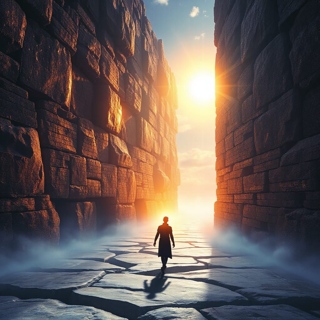 Awakened Figure Passes Through Illusionary Wall in Surreal S...
