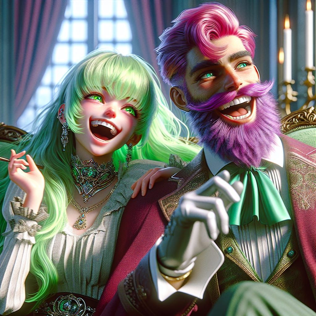 Anime Friends Laughing in Fantastical World