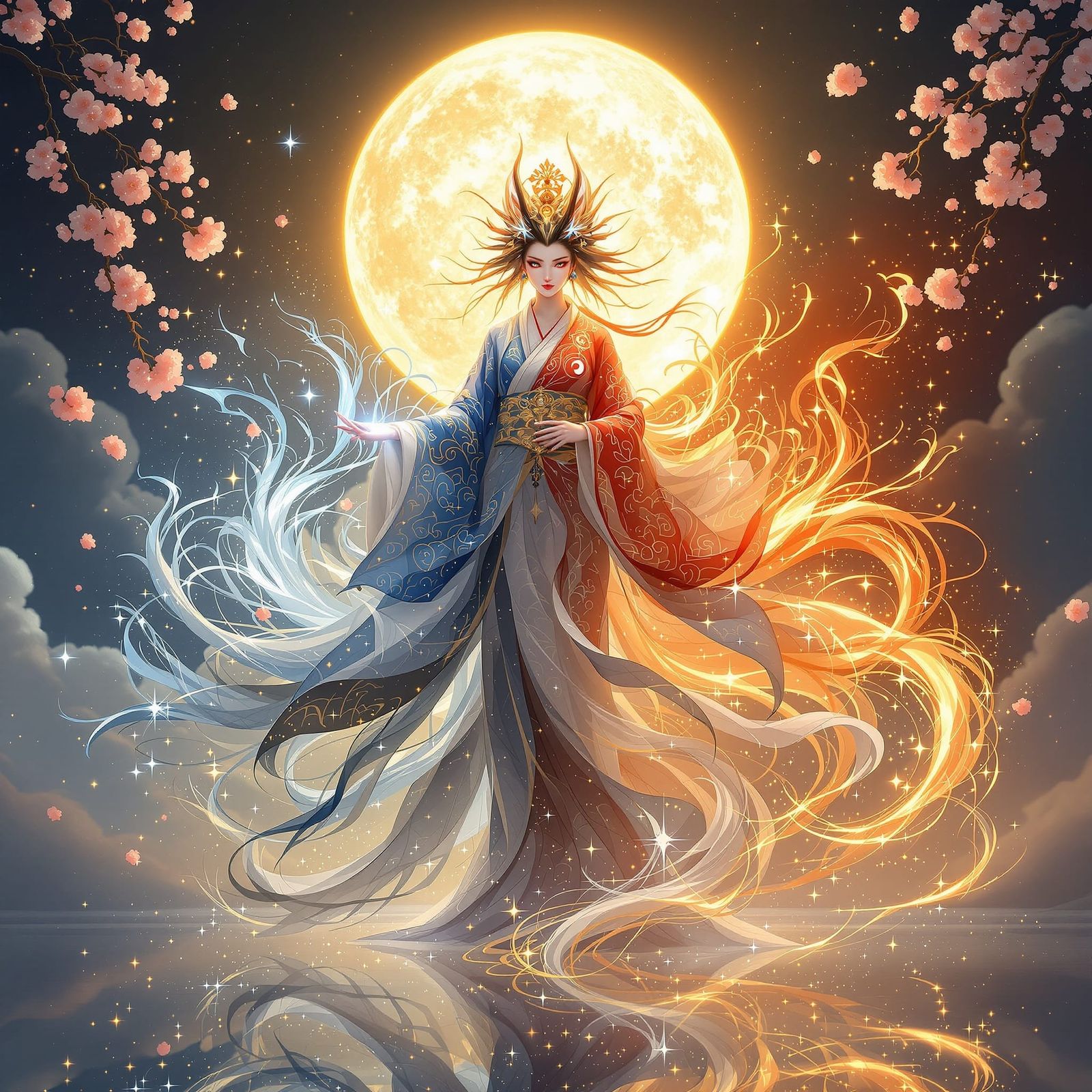 Yin Yang Kitsune Goddess of Sun and Moon