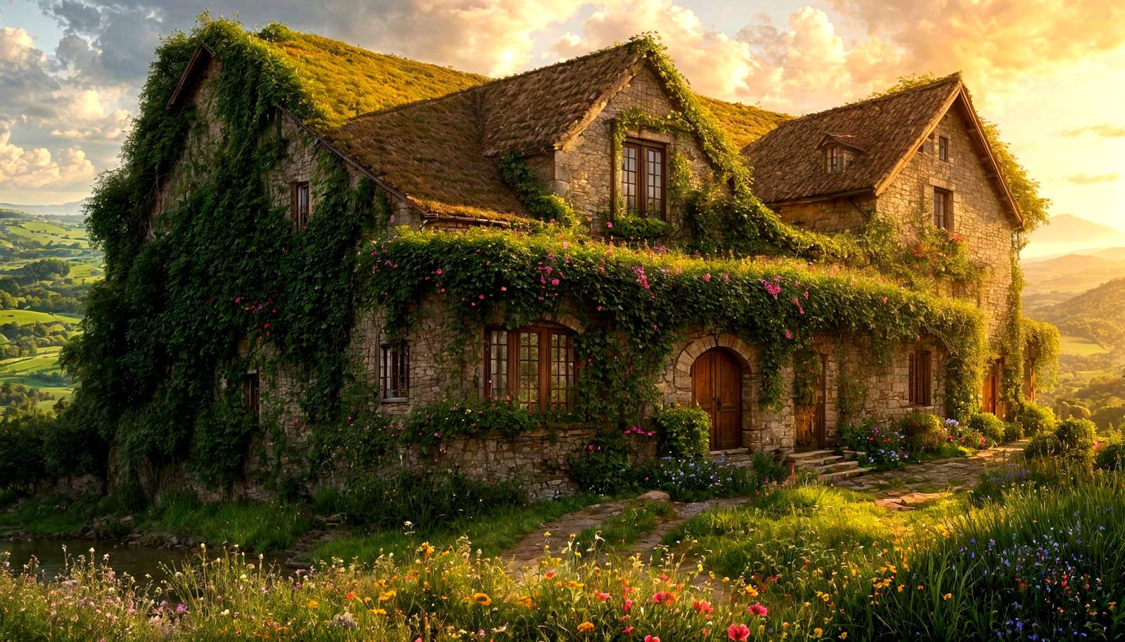 French Countryside at Sunset: Digital Matte Painting