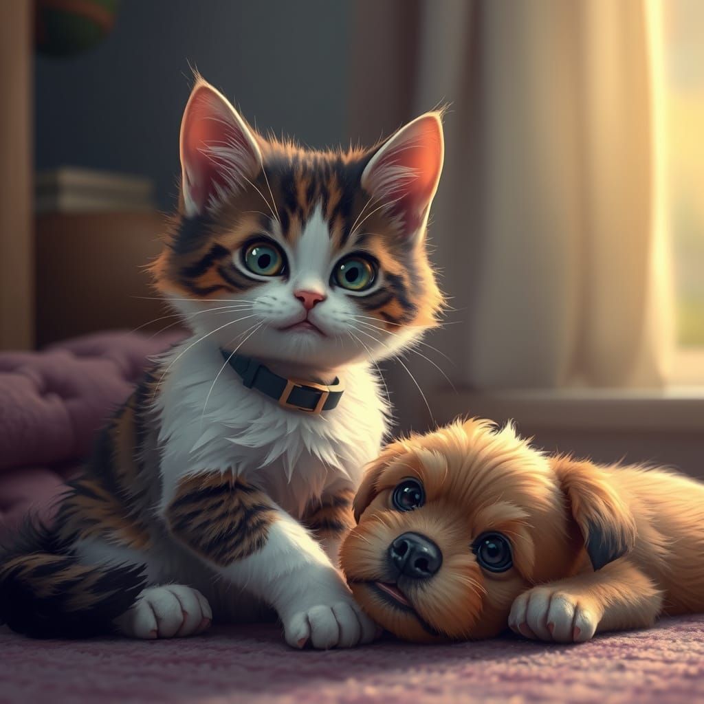 Whimsical Feline Companion in Cozy Play