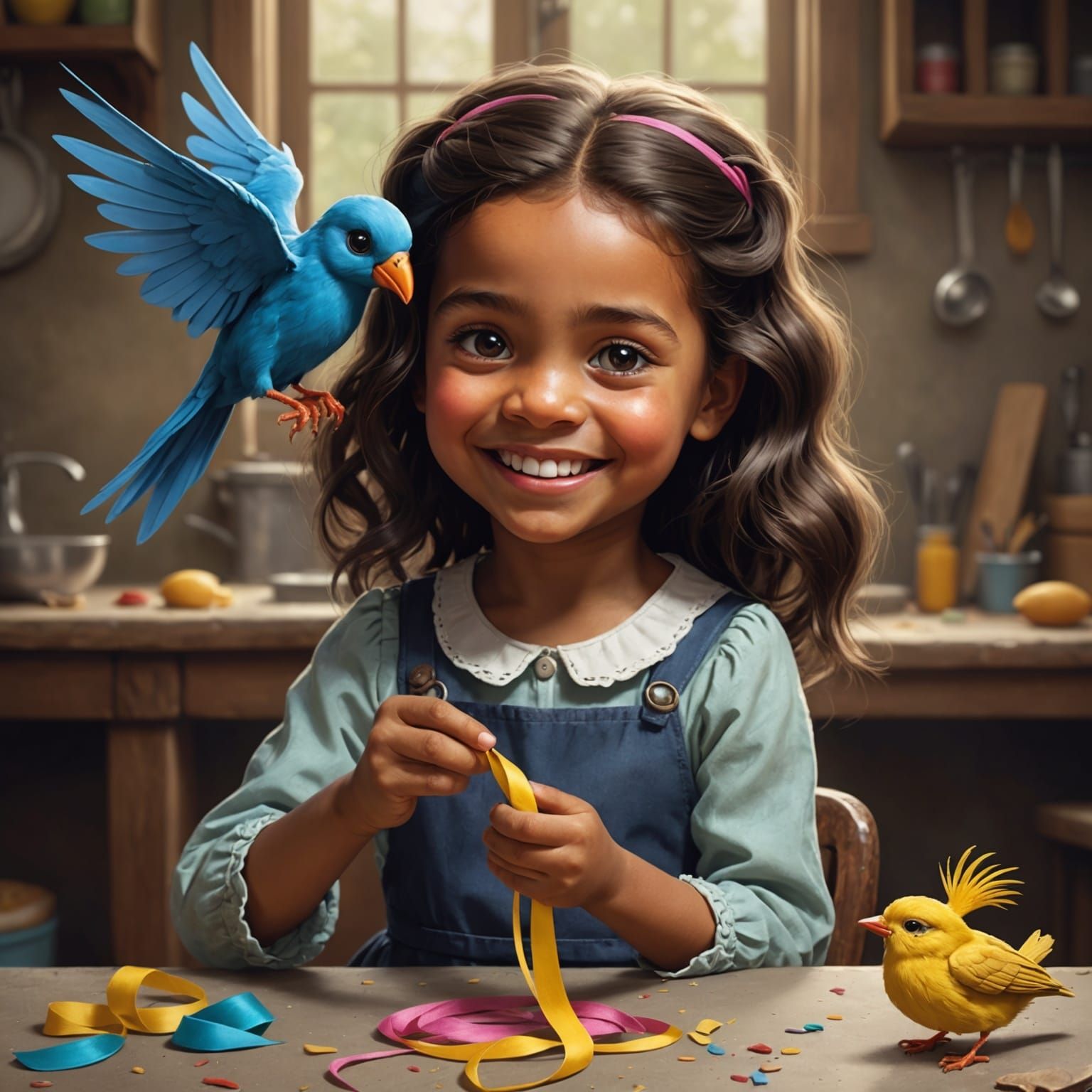 In Realistic Colored Dough, a cute little girl smiles as a b...