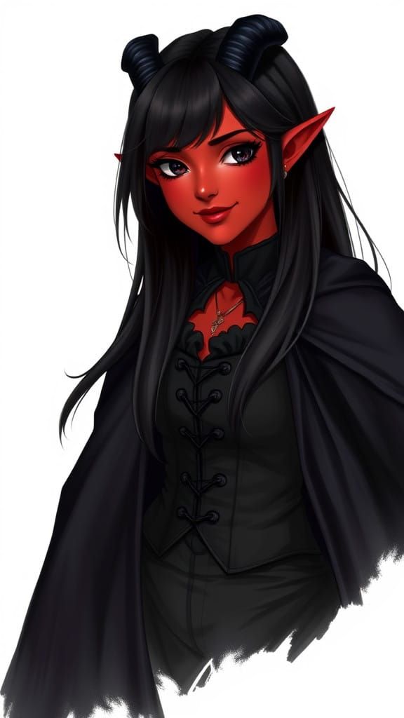 Elegant Tiefling Woman in Art Nouveau Style