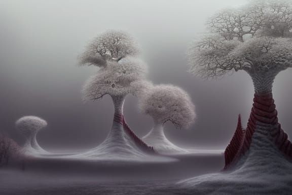 Winter Fantasy Landscape with Magic Darkness