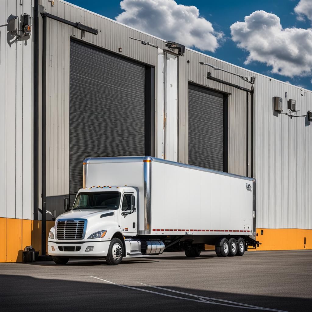 White Trailer Truck at Loading Dock Bay