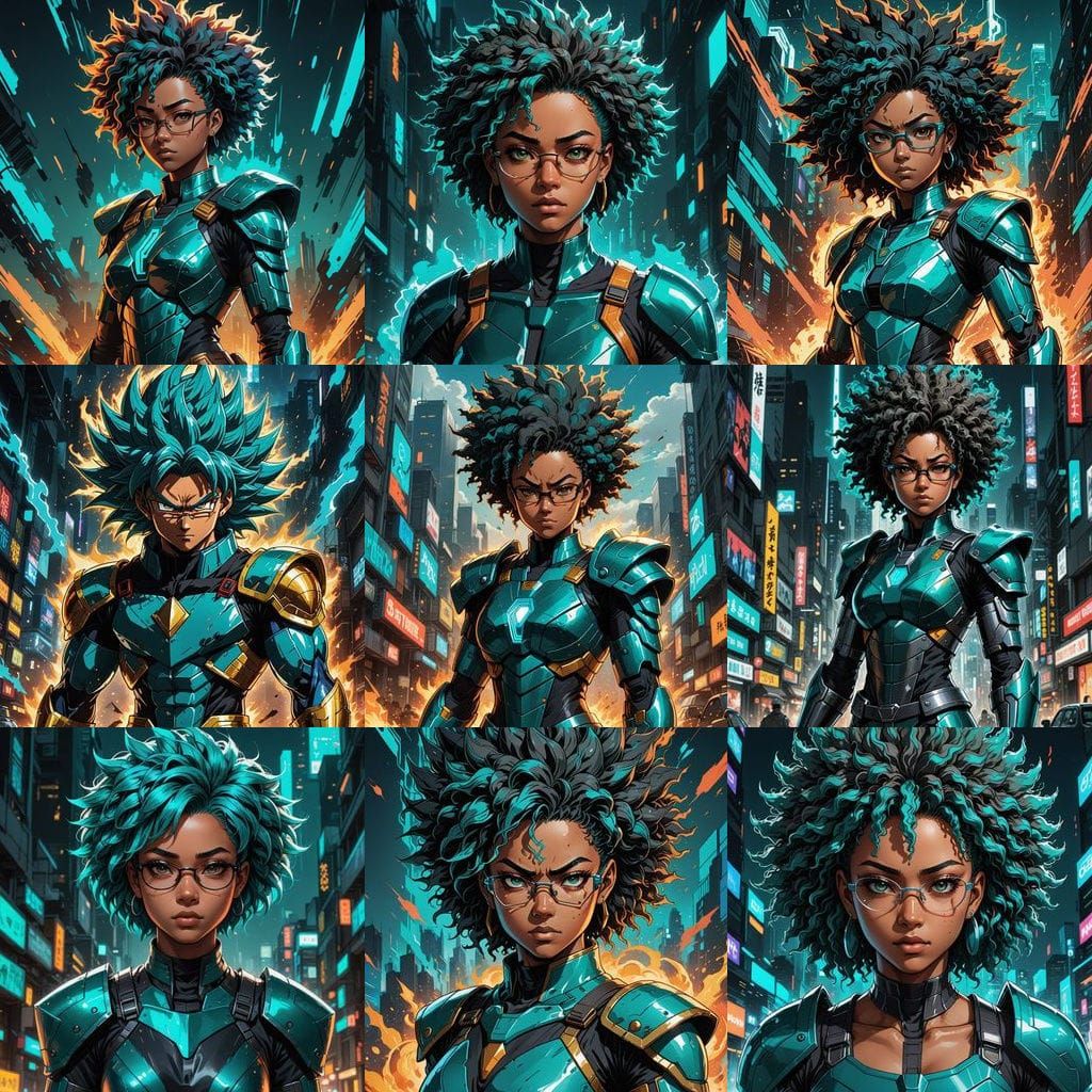 Manga-Inspired Super Saiyan Teenage Girl in Anime-Style Armo...