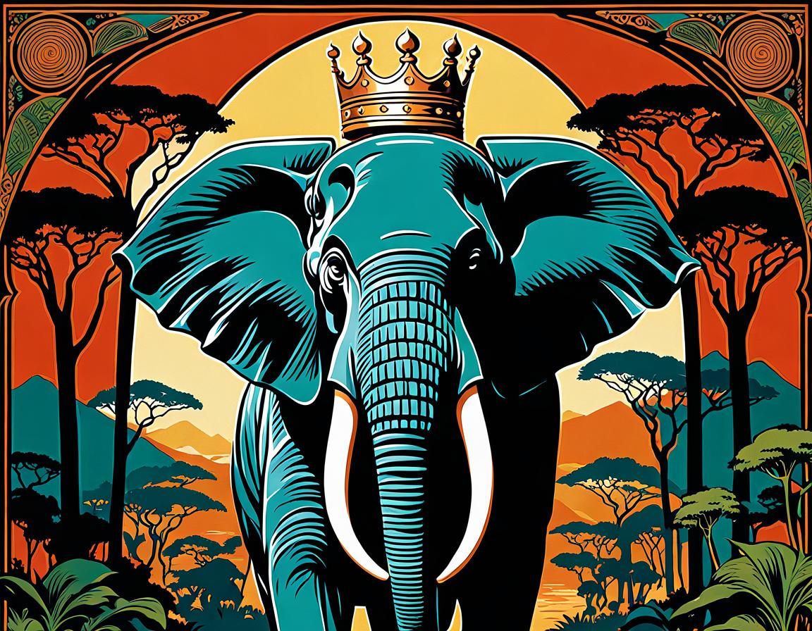 African King Art Nouveau Poster in Mucha Style