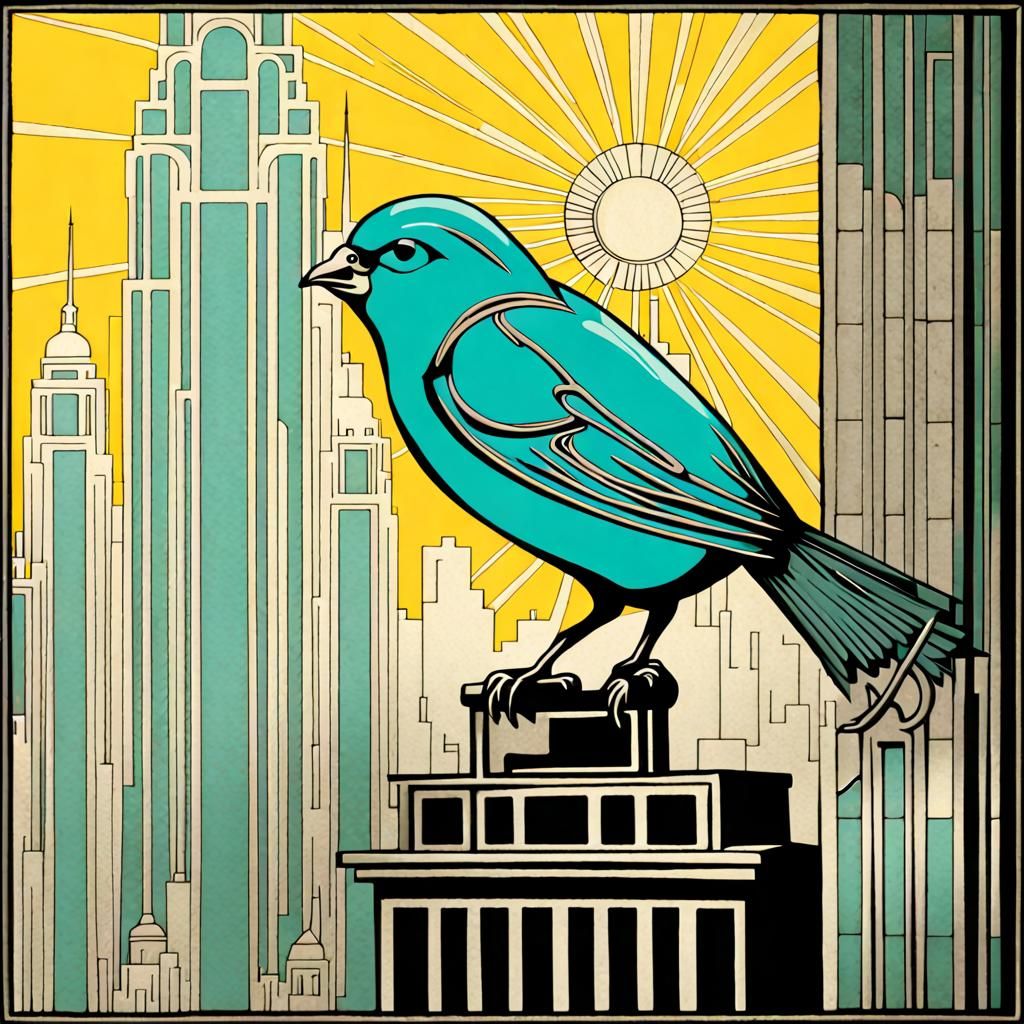 Art Deco Canary in a 1920s Style