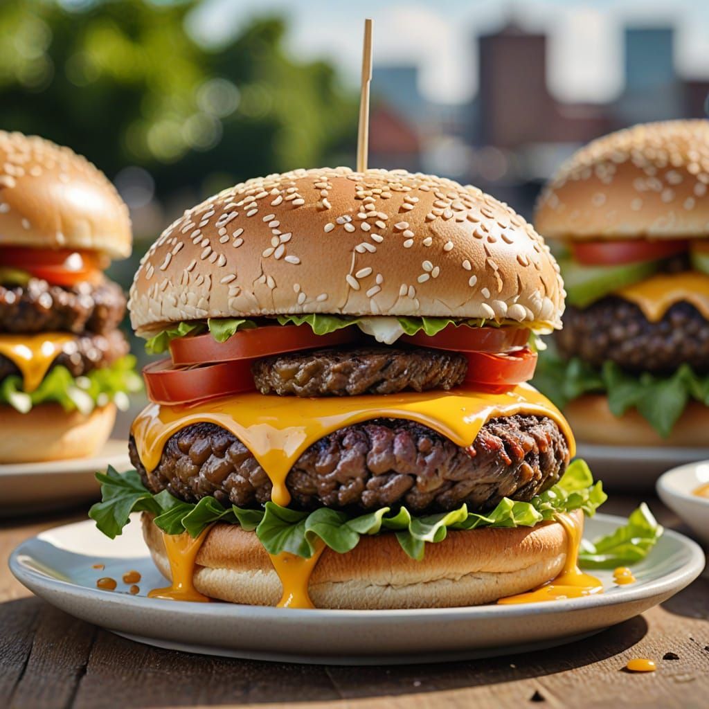 Hyper-Realistic McDonald's Beef Burger Close-Up