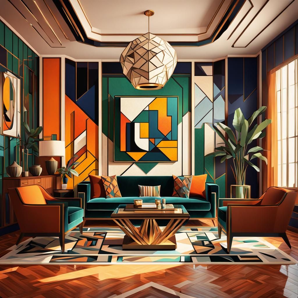 Art Deco Living Room in Cubist Style