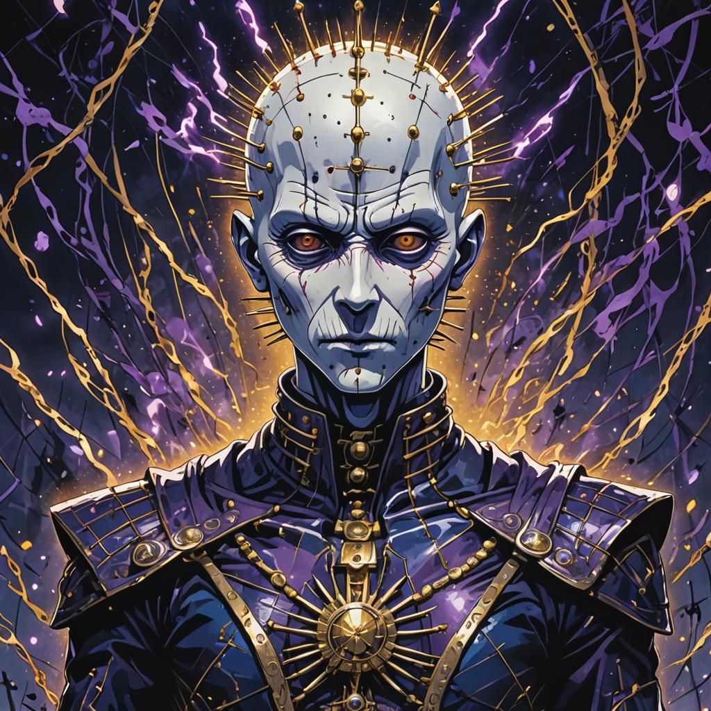 Anime Boy Pinhead in Dark Mystical Realm