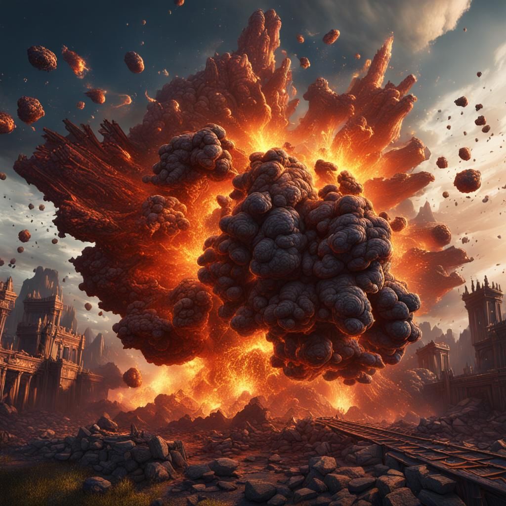 Detailed Explosion in Fantasy Concept Art