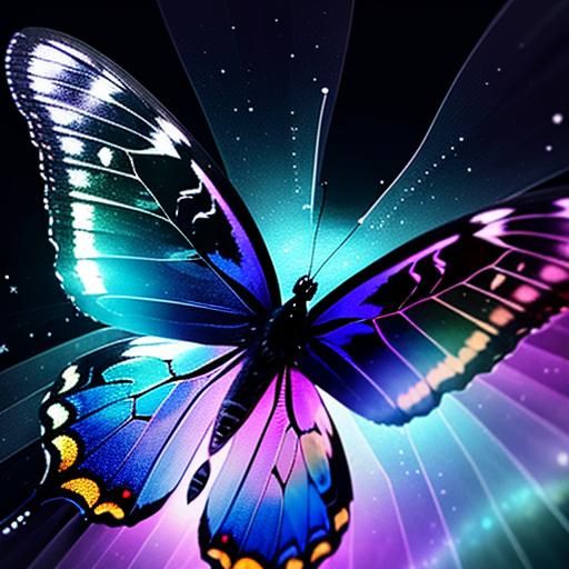 Opalescent Butterfly with Transparent Wisps and Sparkle