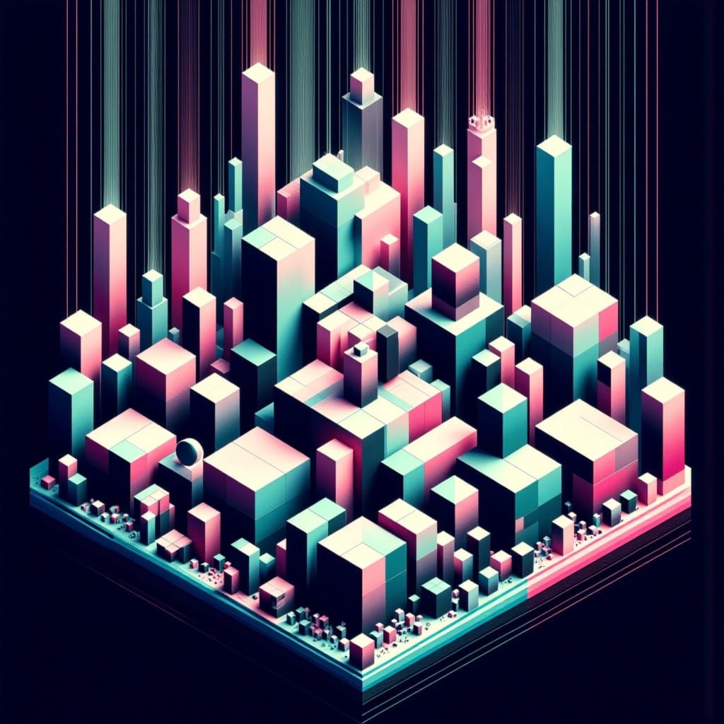 Futuristic Cityscape in Zero Gravity with Neon Lights
