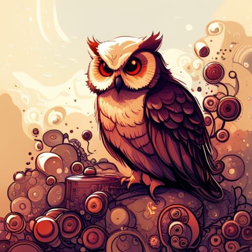 Cute Owl in Detailed Digital Art Style