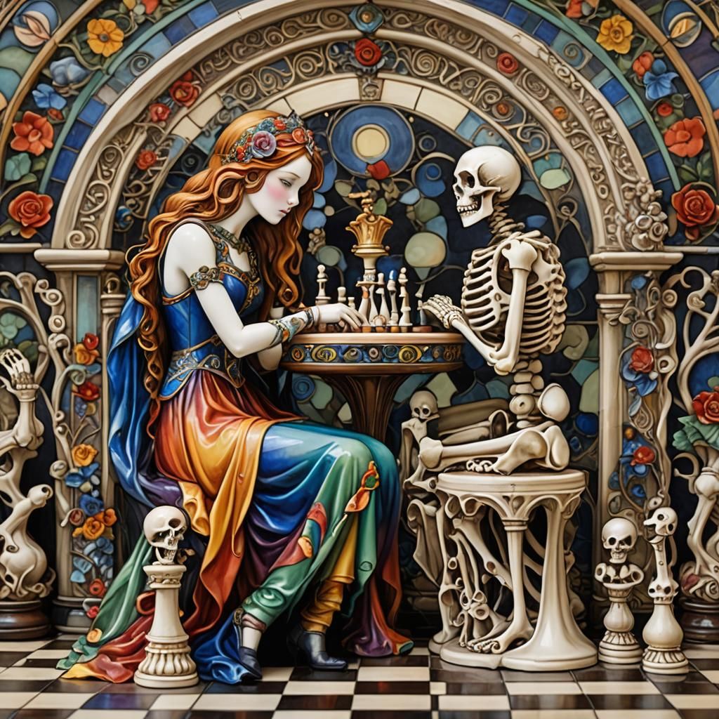 Princess playing chess with Death