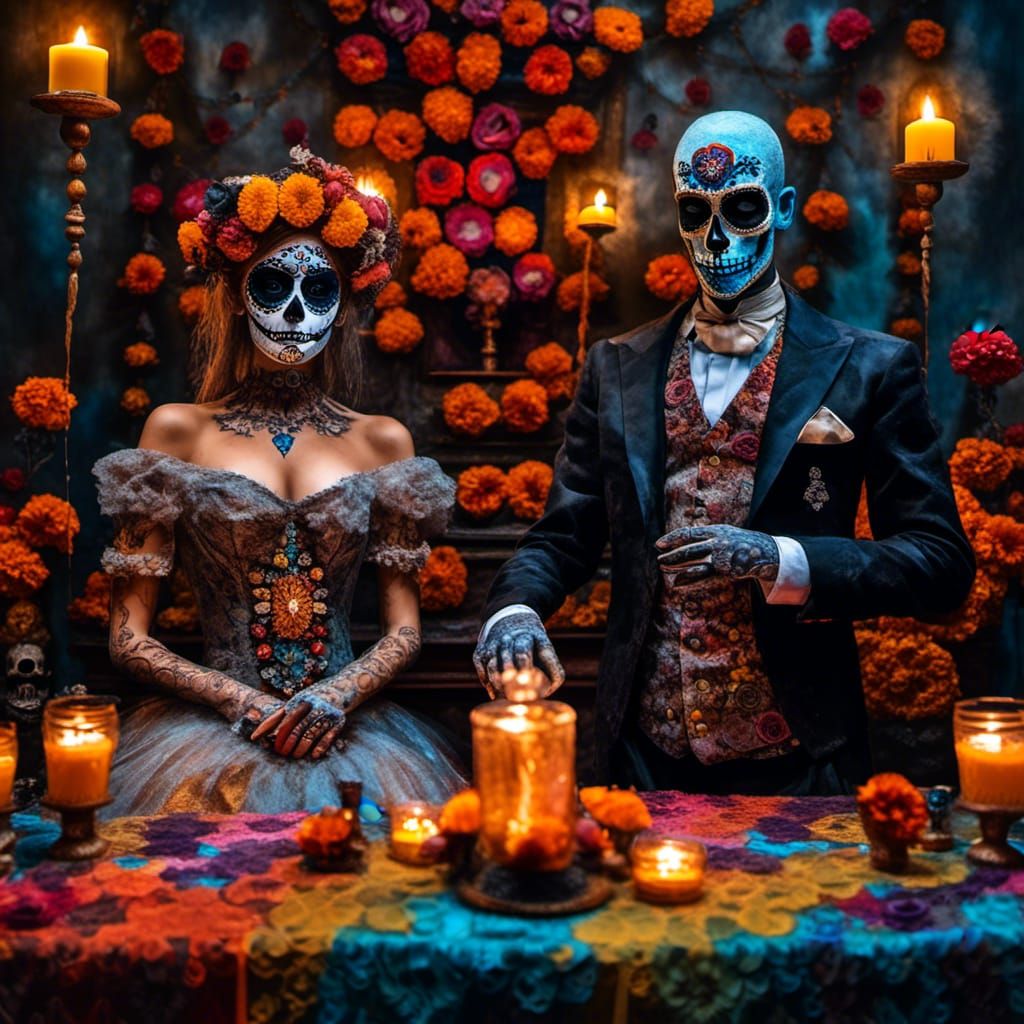 Scintillating Dia de los Muertos Altar with Sugar Skull Coup...