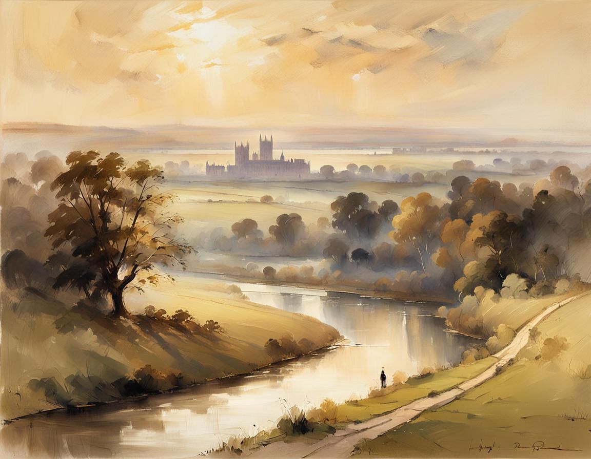 Lincoln Cathedral Landscape in English Romanticism Style