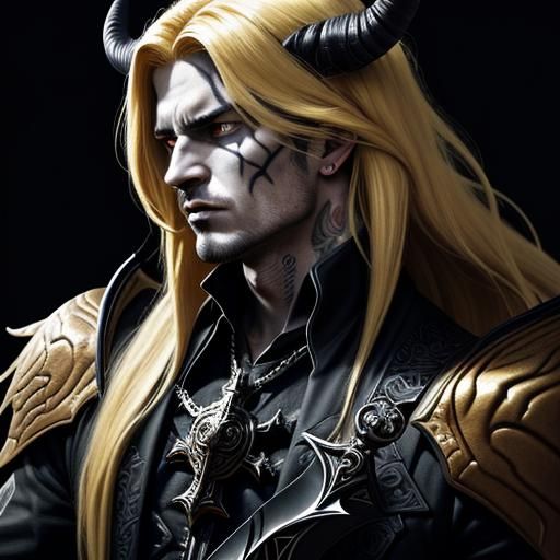 *Absolute perfection"
Gorgeous male demon long blonde hair 
...
