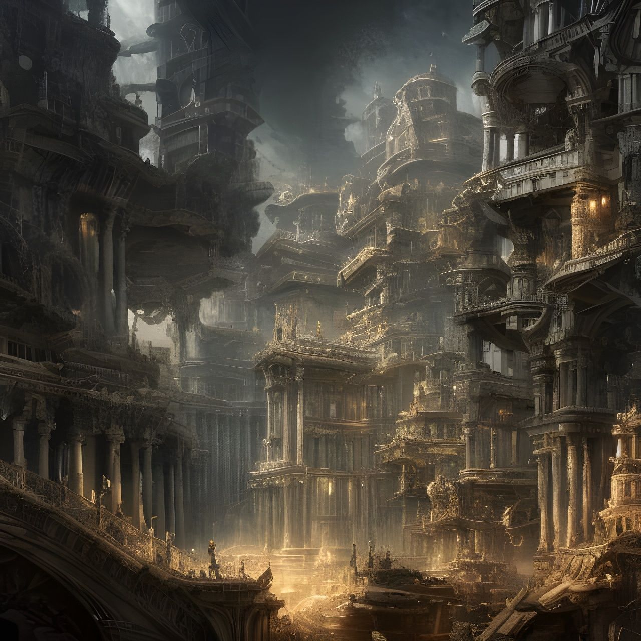 Deconstructed Human Brainstorm in Digital Art Style