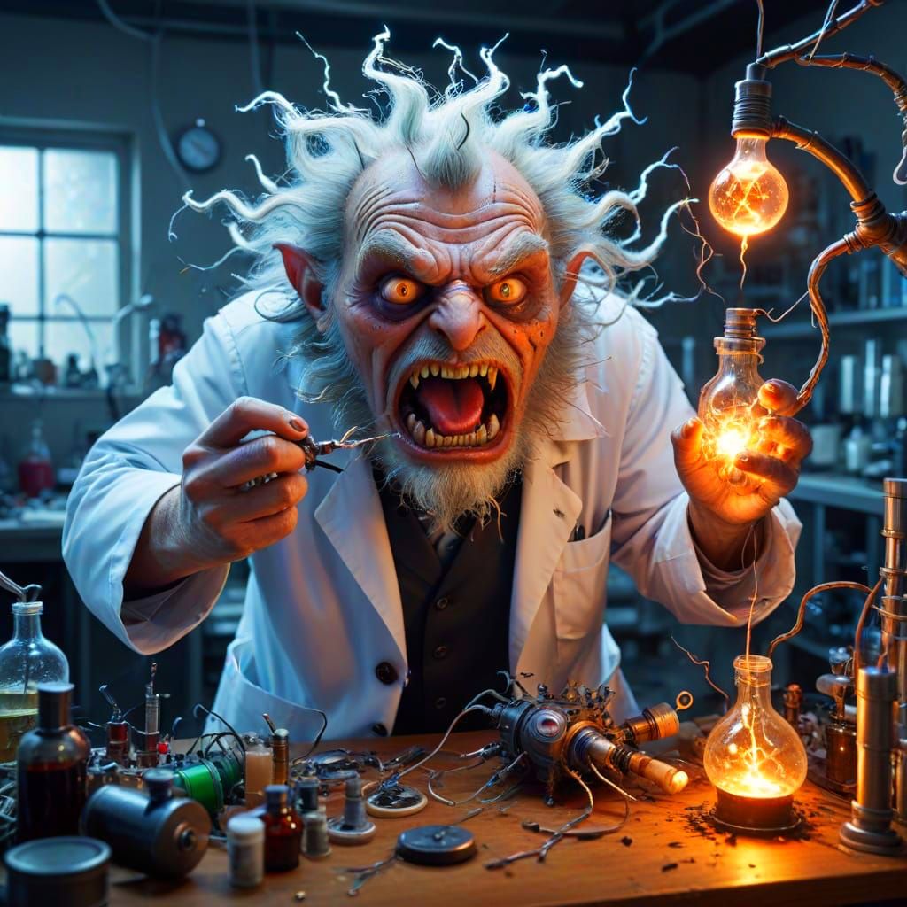 Mad Scientist in a Chaotic Lab Creates an Abomination