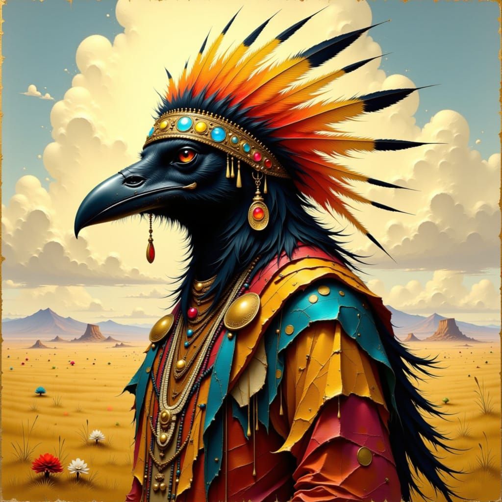 Ah-wet'-che the Crow in Native American Dress