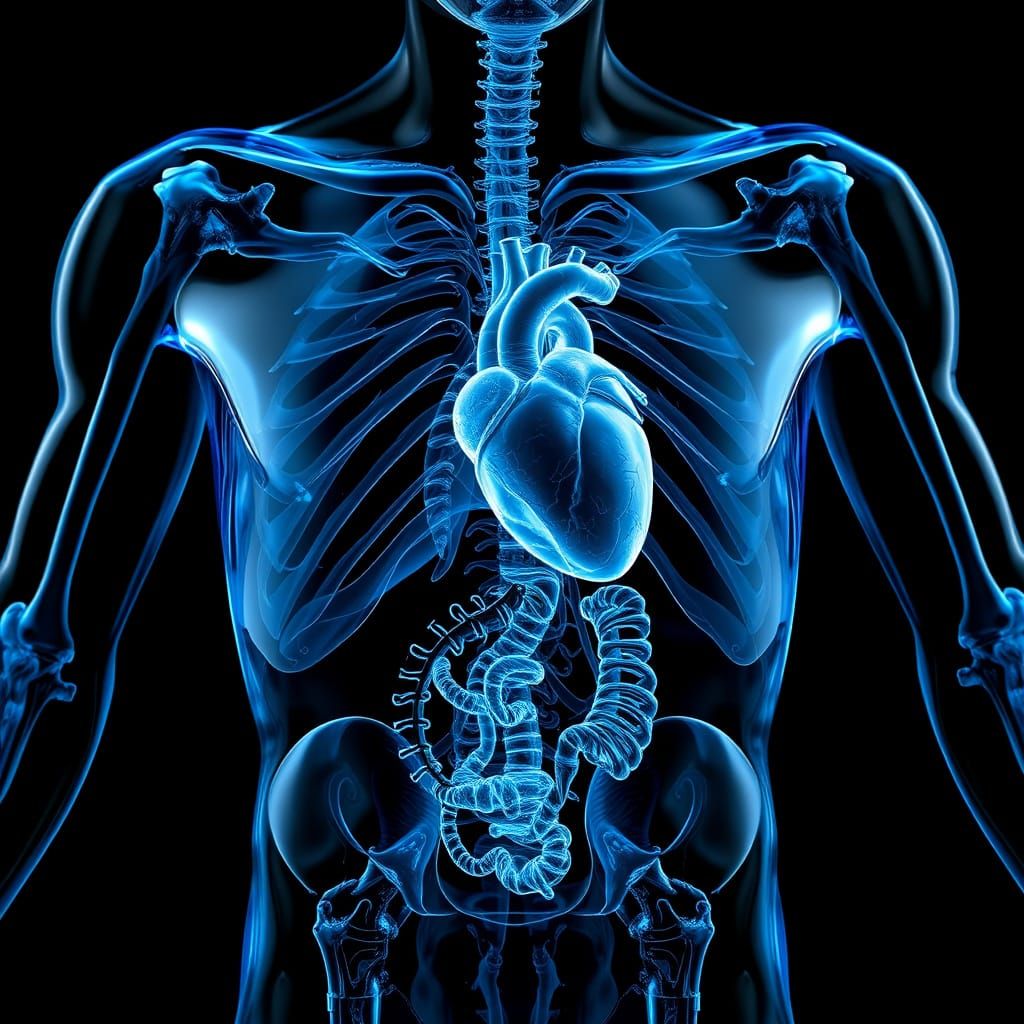 Intricately Detailed Transparent Man with Visible Anatomy