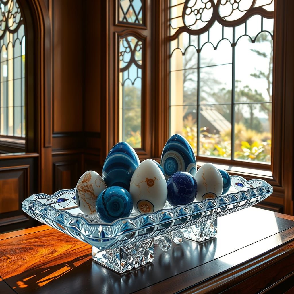 Elegant Gemstone Eggs in Art Nouveau Style