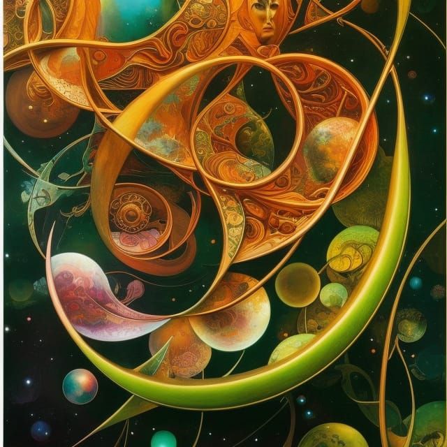 Retrofuturistic Metropolis in Art Nouveau Style