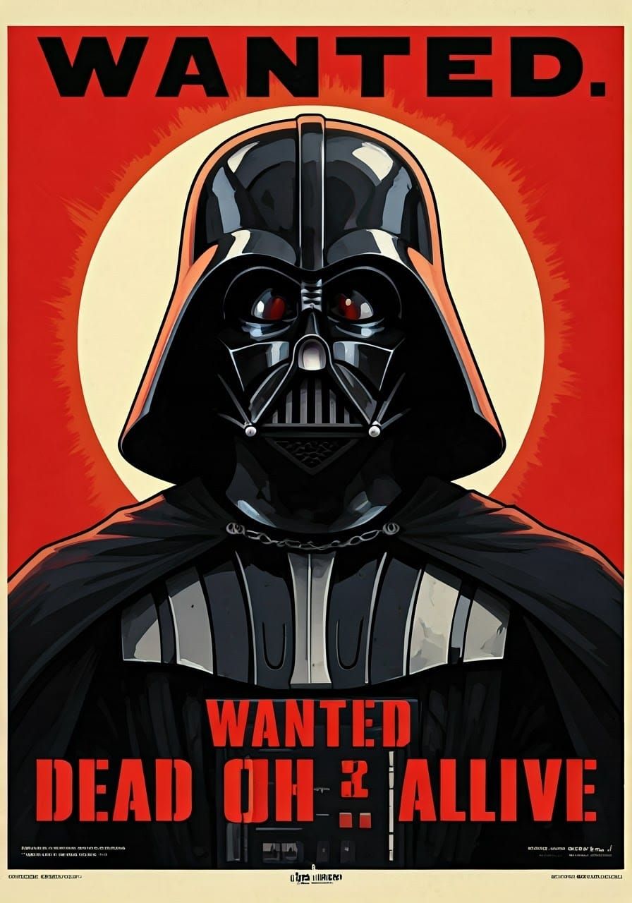 Darth Vader Wanted Poster in Phil Noto Style