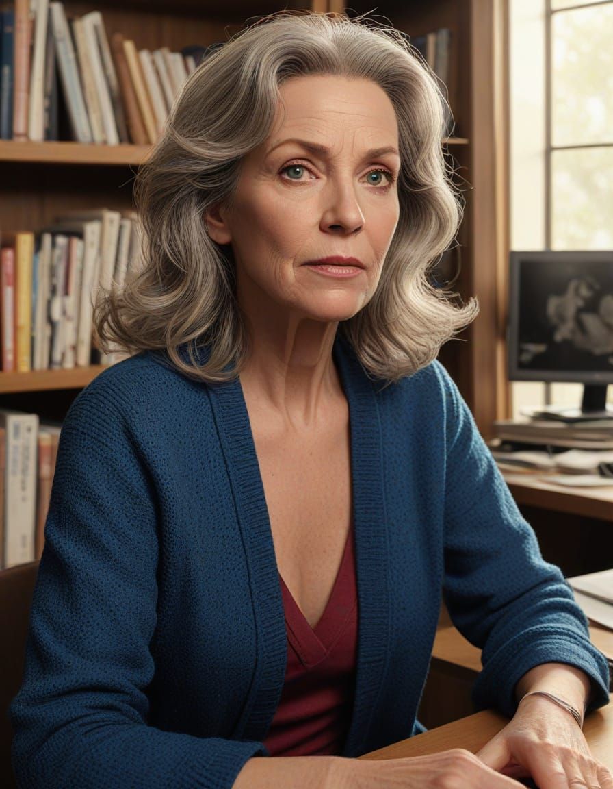 Woman in Archaeologist Office: Cel-Shaded Animation