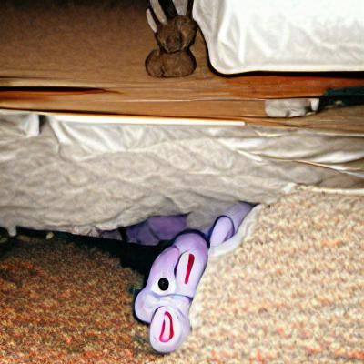 Cartoon Bunny Hiding Under Bed