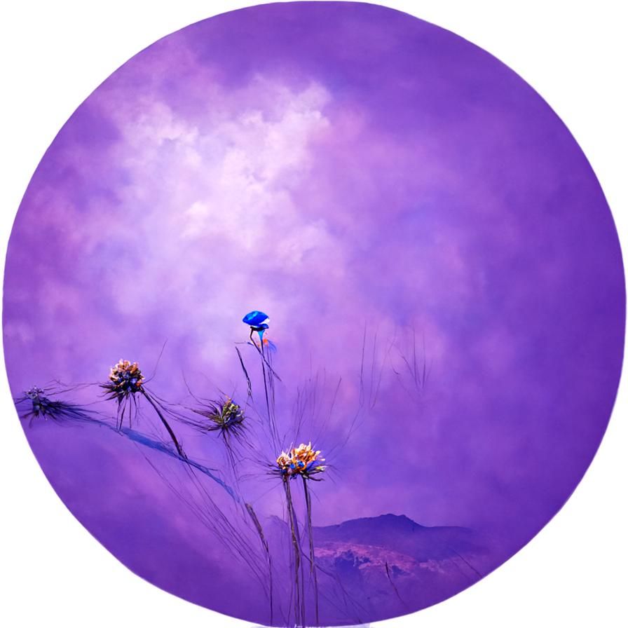Vibrant Landscape Painting with Blue Marguerite Flowers