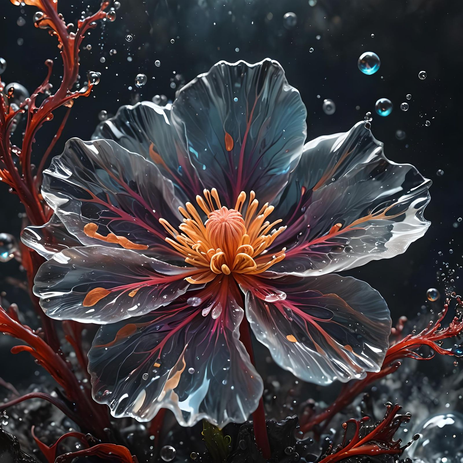 Water Flower Macro: Translucent Liquid Petals