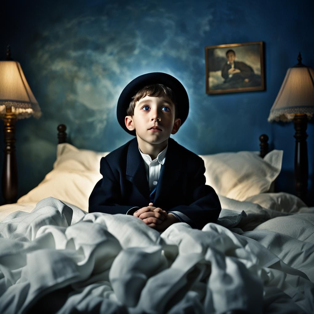 Hasidic Child in Dark Room: Matte Painting