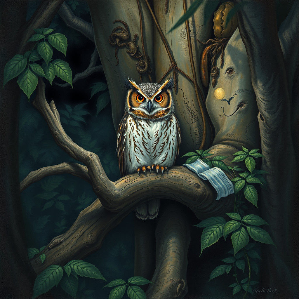 Owl in Jungle at Night: Atmospheric Realism