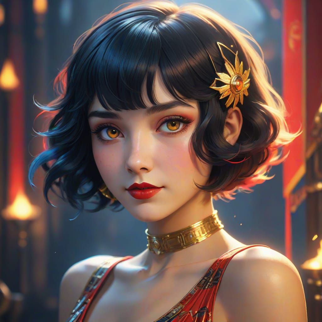 Sassy Flapper Siren in Bold Art Deco Style