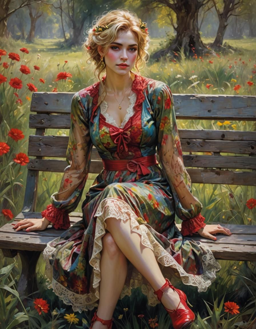 Psychedelic Meadow Portrait in Chiaroscuro Style