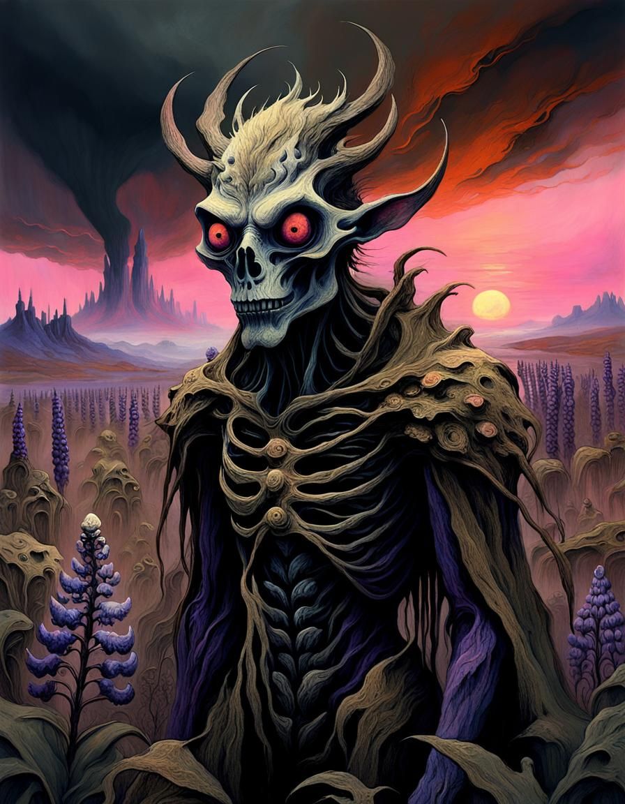 Eerie Werewolves in a Dark Academia Landscape