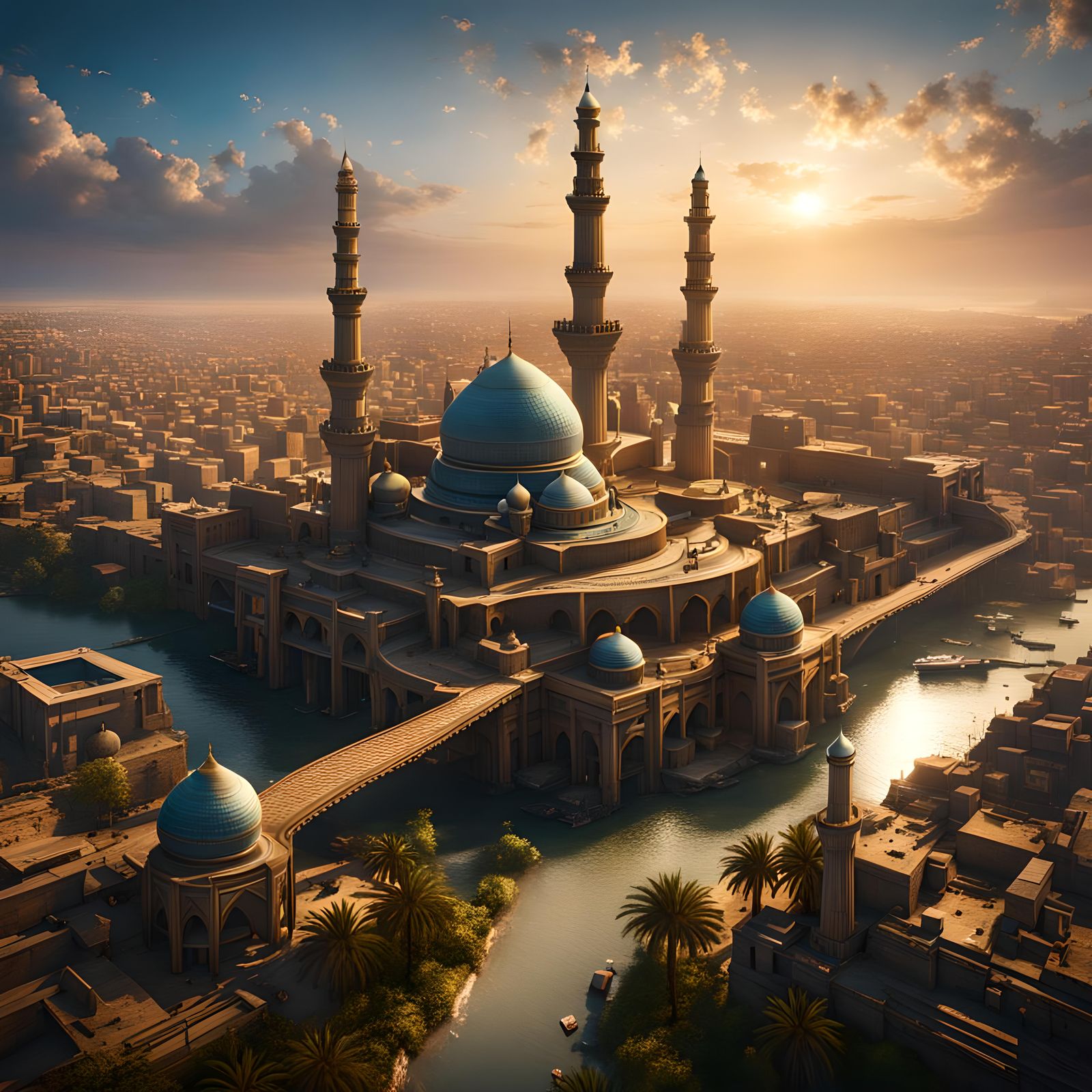 Detailed Matte Painting of Baghdad City