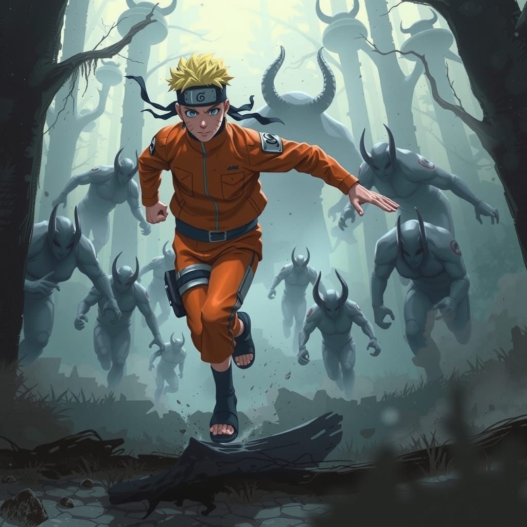 Naruto in a Haunting Anime-Inspired Forest