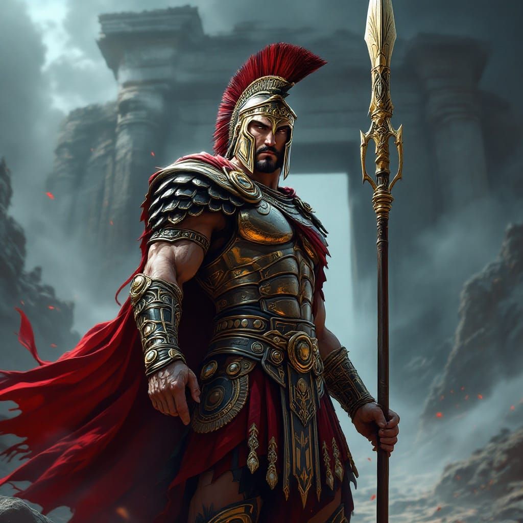 Heroic King Leonidas at the Hot Gates of Thermopylae in Anim...