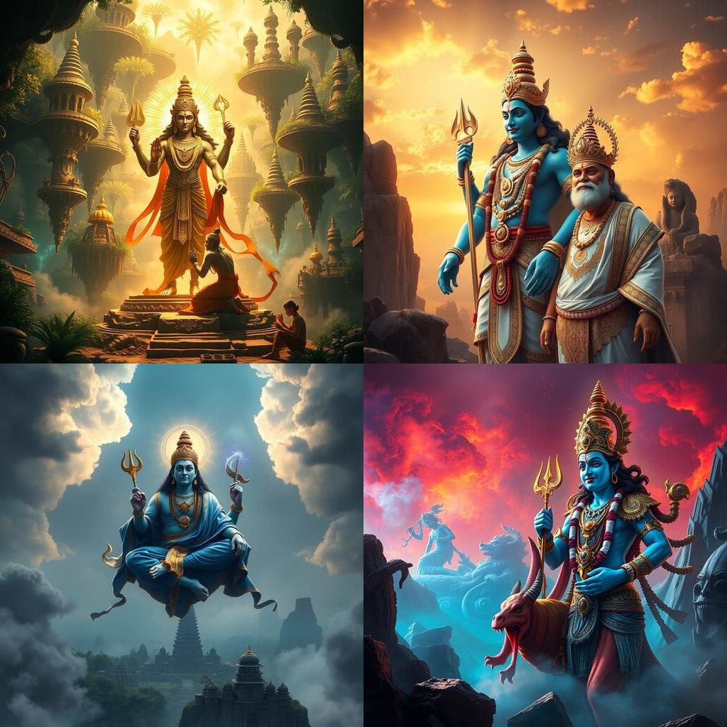 Lord Vishnu's Wisdom in a Vibrant Fantasy Realm