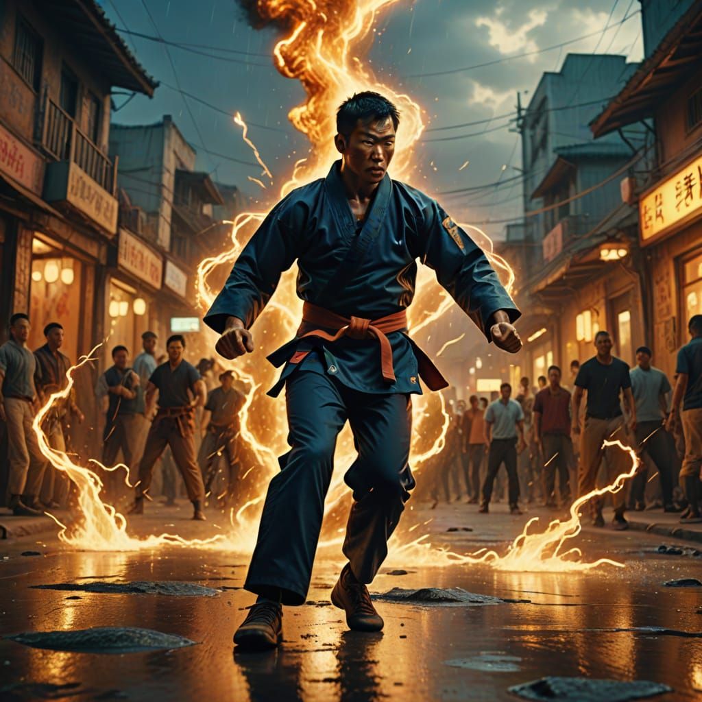 Martial Artist Unleashes Lightning-Fast Blurred Kicks in Gol...