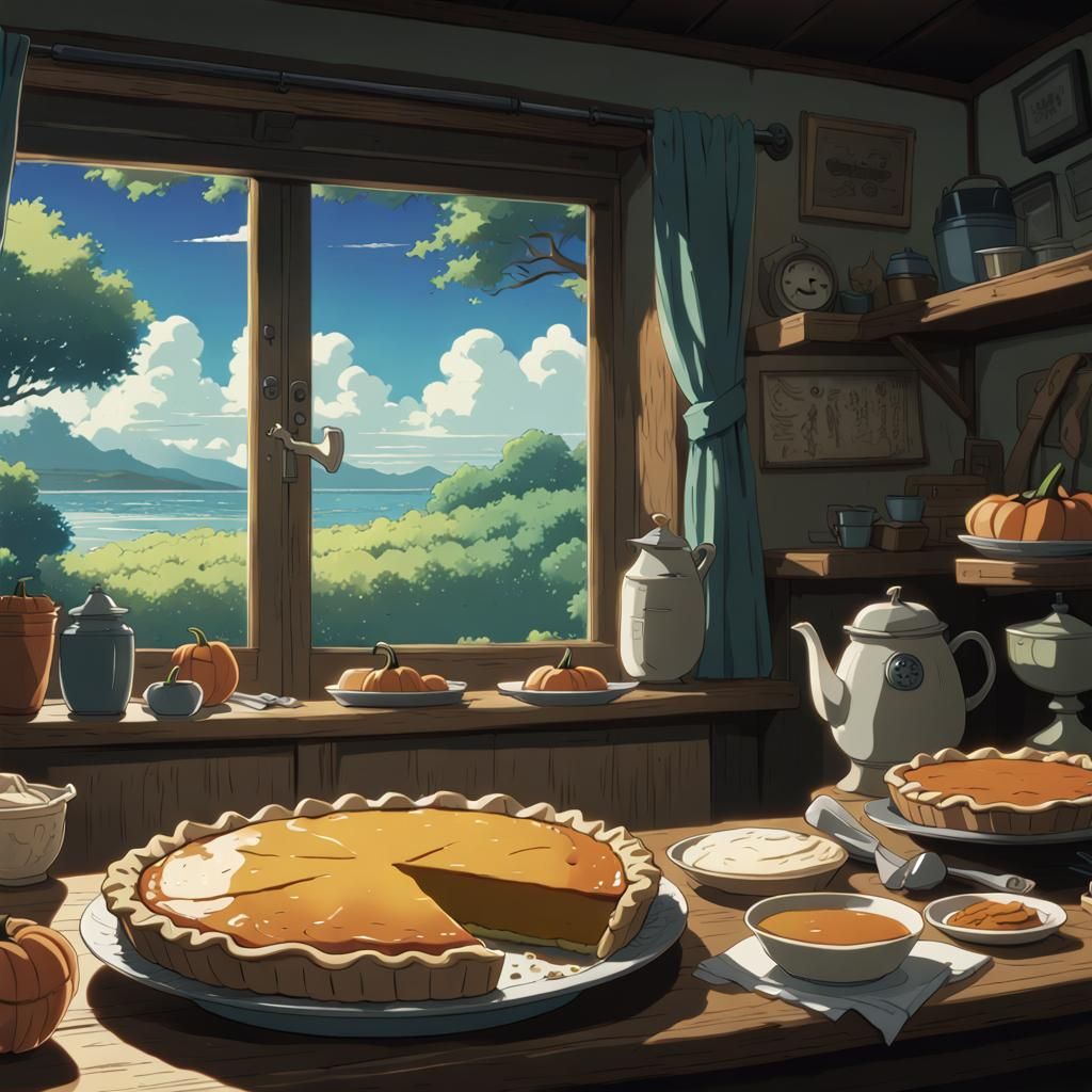 Pumpkin Pie in Studio Ghibli Anime Style