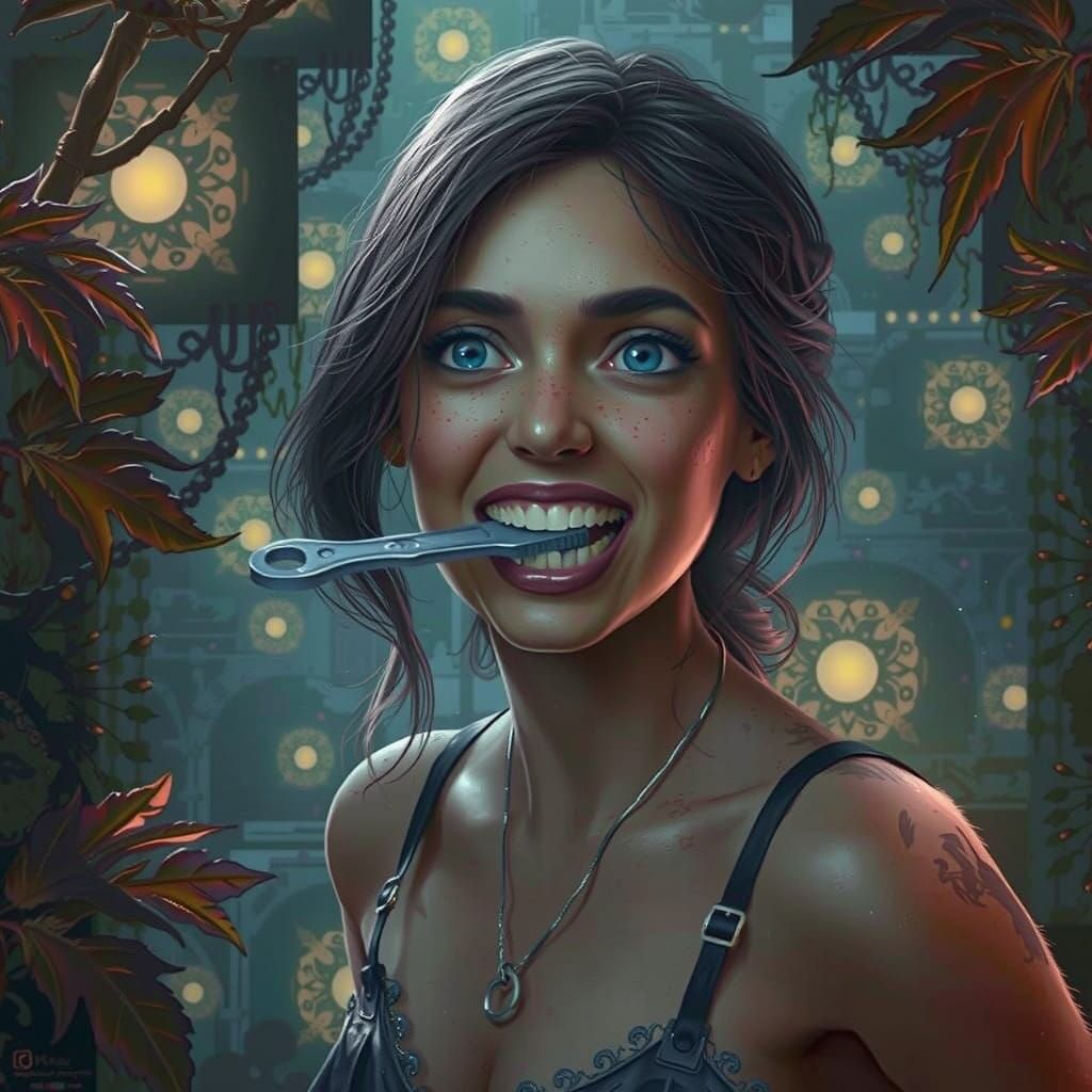 Fantastical Realism Portrait with Wrench