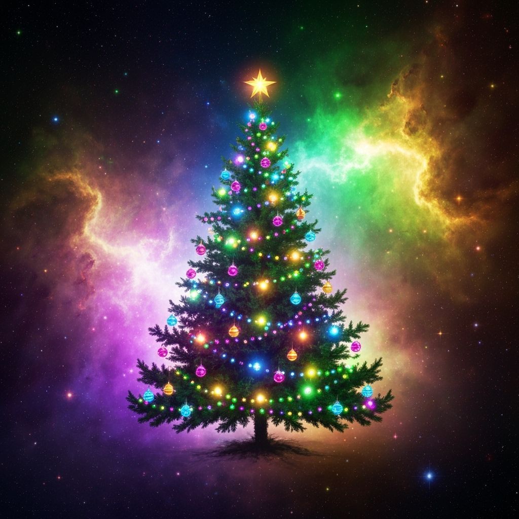 Cosmic Christmas Tree in Deep Space