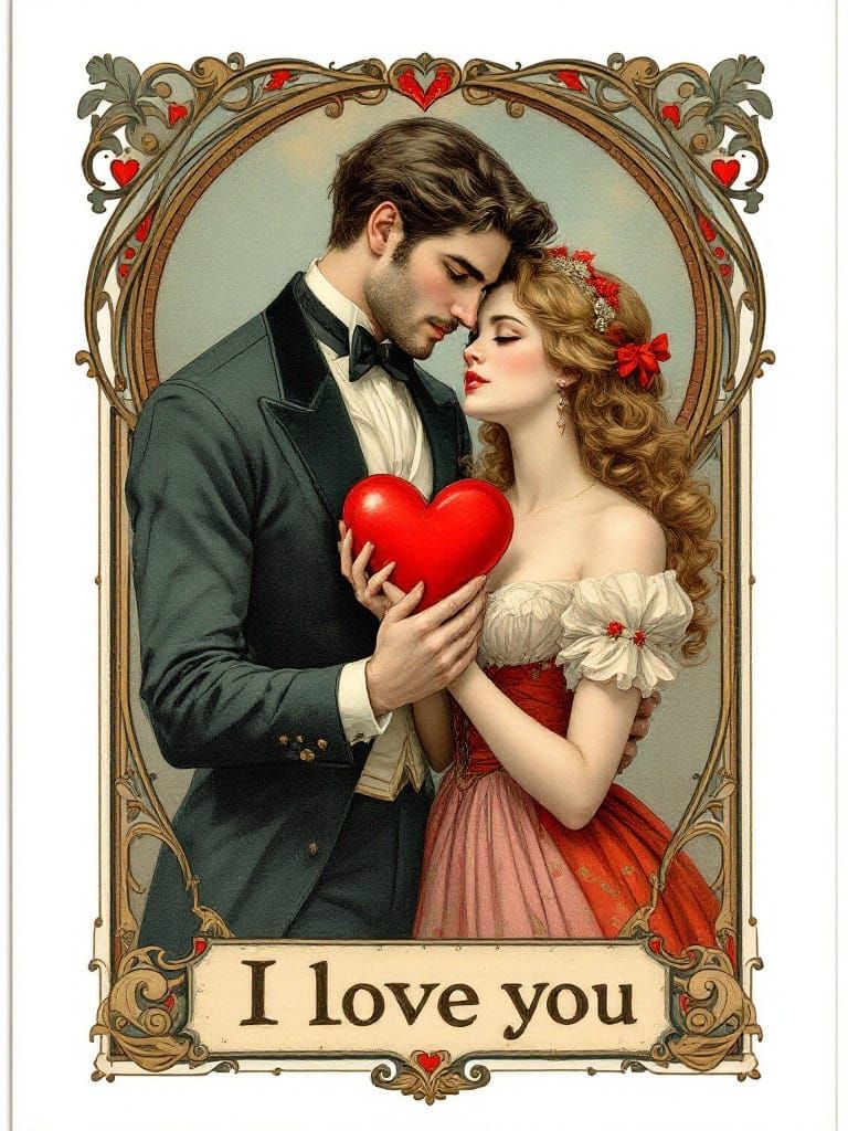 Vintage Romance in Art Nouveau Style