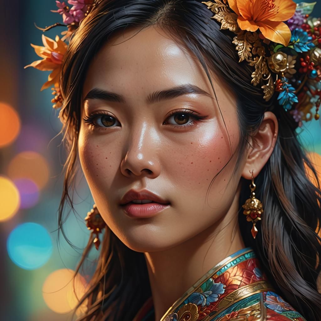 Hyperrealistic Portrait of a Beautiful Asian Girl