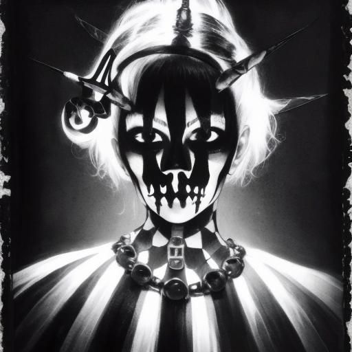 Surreal Crayon Drawing of a Goth Woman